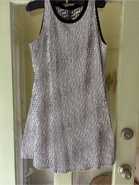 Elana Kattan M Black & White Sleeveless A-Line Dress Stretchy Made in USA